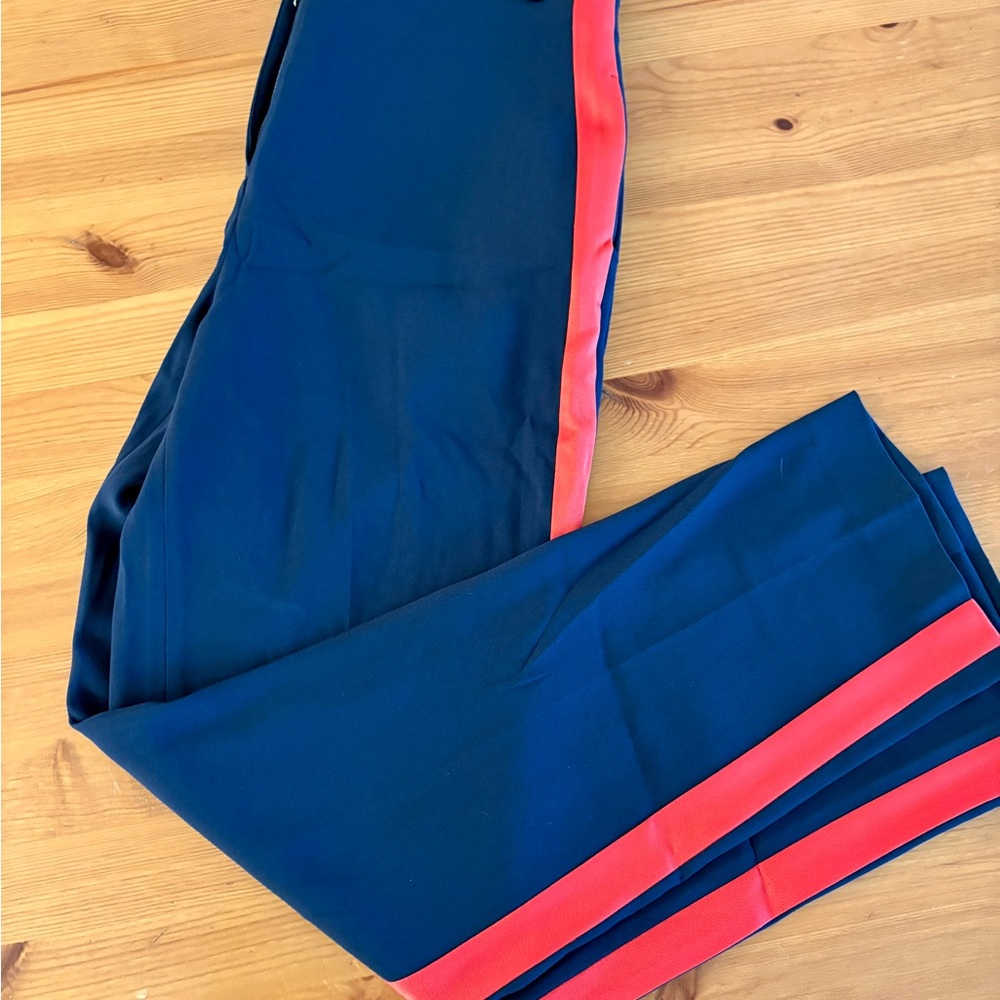 Rag & Bone Navy Blue High Waist Back Slit Side Stripe Trousers - Size 8